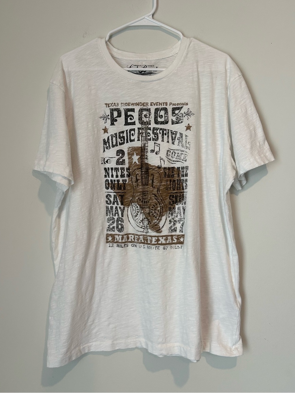 Lucky Brand Pecos Music Festival Texas Men’s XXL White and Brown T-shirt